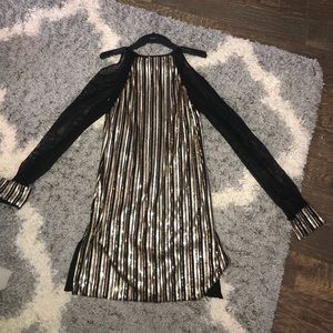 Cold Shoulder Black and Gold Dance Costume